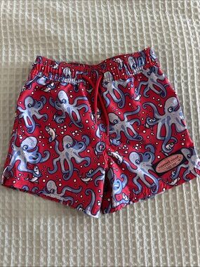 Vineyard Vines Red Octopus & Blue Sea Creature Swim Shorts